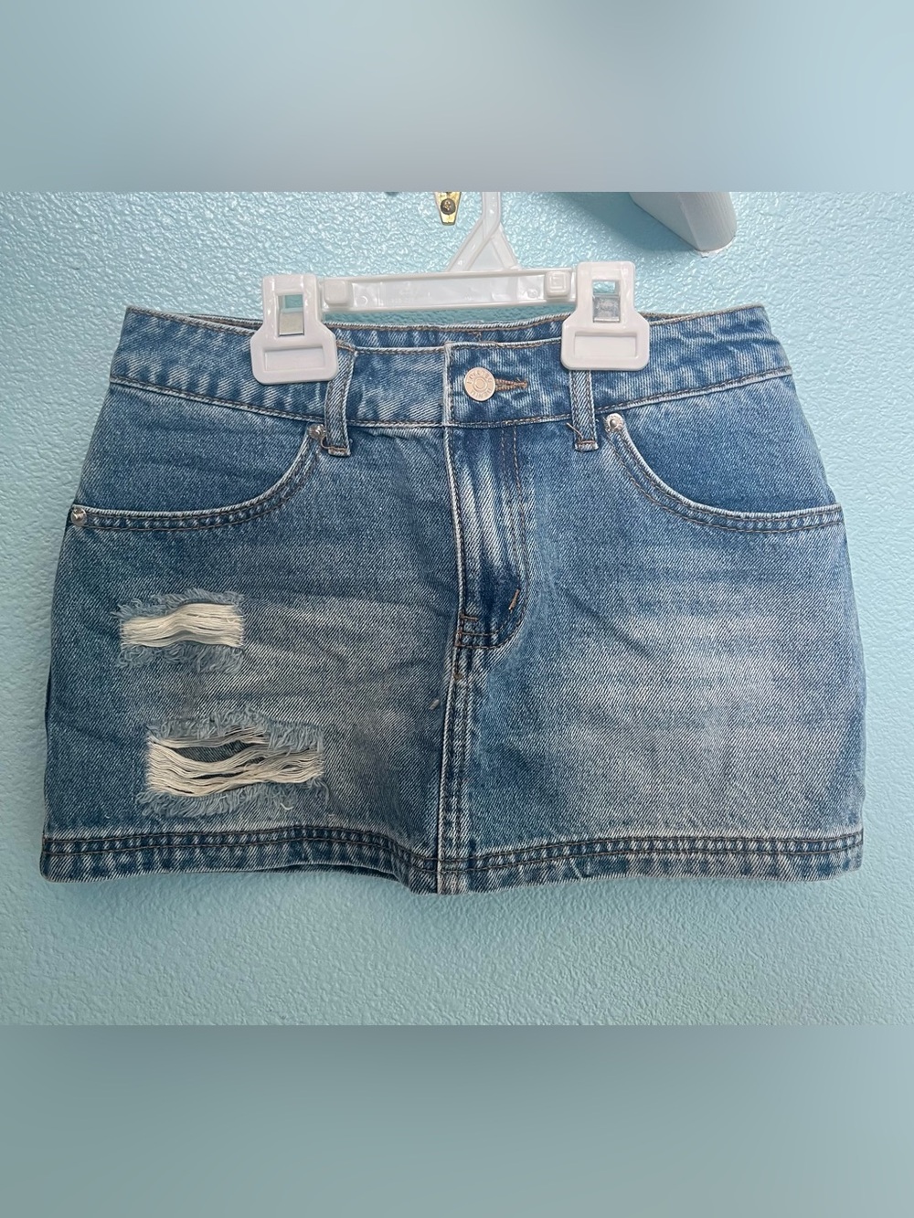 Edikted Distressed Denim Mini Skirt NWOT